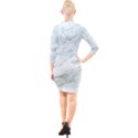 White Marble Texture Pattern Quarter Sleeve Hood Bodycon Dress View2