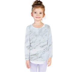 White Marble Texture Pattern Kids  Long Sleeve Tee