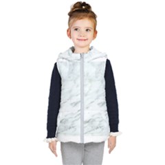 White Marble Texture Pattern Kids  Hooded Puffer Vest by Jancukart