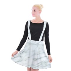 White Marble Texture Pattern Suspender Skater Skirt