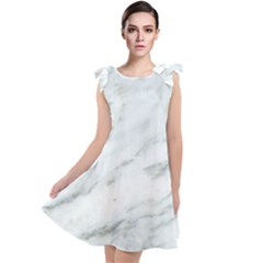 White Marble Texture Pattern Tie Up Tunic Dress