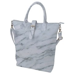 White Marble Texture Pattern Buckle Top Tote Bag