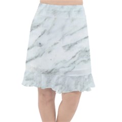 White Marble Texture Pattern Fishtail Chiffon Skirt by Jancukart