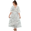 White Marble Texture Pattern Kimono Sleeve Boho Dress View2