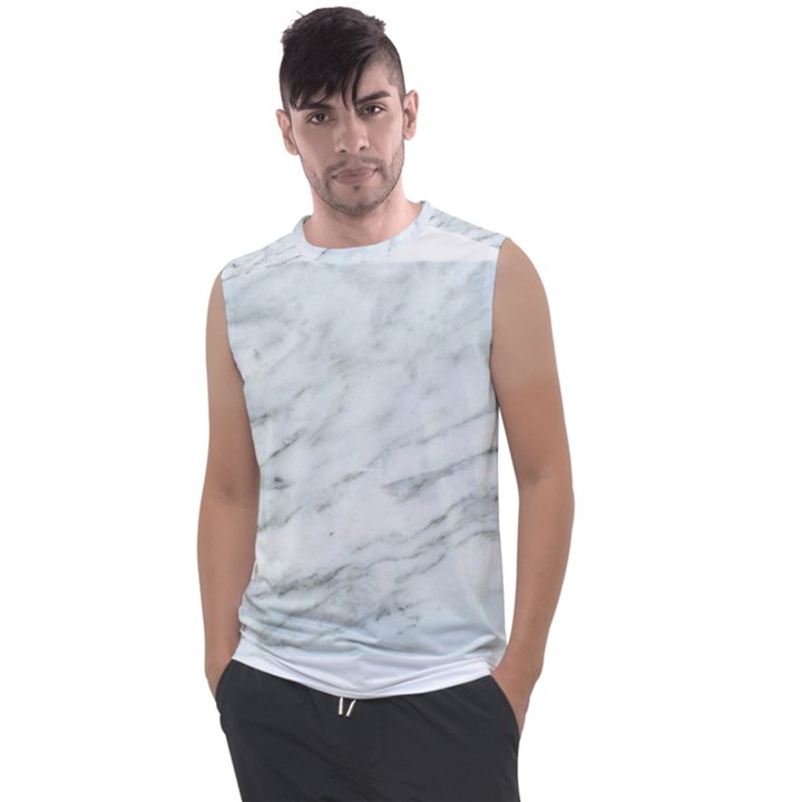 White Marble Texture Pattern Men s Regular Tank Top