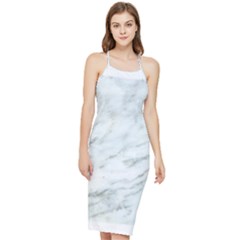 White Marble Texture Pattern Bodycon Cross Back Summer Dress