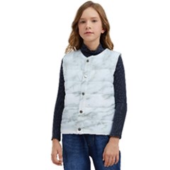 White Marble Texture Pattern Kid s Short Button Up Puffer Vest	 by Jancukart