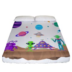 Alien Ufo Star Universe Star Vector Image Fitted Sheet (california King Size)