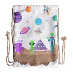 Alien Ufo Star Universe Star Vector Image Drawstring Bag (large) by Jancukart