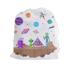 Alien Ufo Star Universe Star Vector Image Drawstring Pouch (2xl)