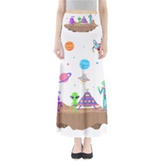 Alien Ufo Star Universe Star Vector Image Full Length Maxi Skirt