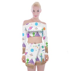 Alien Ufo Star Universe Star Vector Image Off Shoulder Top With Mini Skirt Set by Jancukart