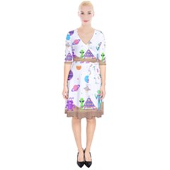 Alien Ufo Star Universe Star Vector Image Wrap Up Cocktail Dress