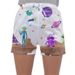 Alien Ufo Star Universe Star Vector Image Sleepwear Shorts by Jancukart