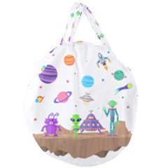 Alien Ufo Star Universe Star Vector Image Giant Round Zipper Tote