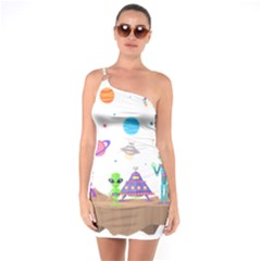 Alien Ufo Star Universe Star Vector Image One Soulder Bodycon Dress