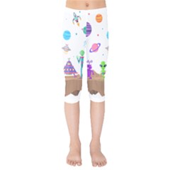 Alien Ufo Star Universe Star Vector Image Kids  Capri Leggings 