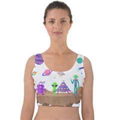 Alien Ufo Star Universe Star Vector Image Velvet Crop Top