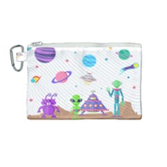 Alien Ufo Star Universe Star Vector Image Canvas Cosmetic Bag (medium) by Jancukart