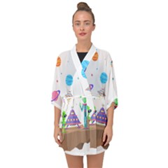 Alien Ufo Star Universe Star Vector Image Half Sleeve Chiffon Kimono by Jancukart