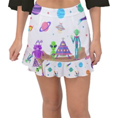 Alien Ufo Star Universe Star Vector Image Fishtail Mini Chiffon Skirt