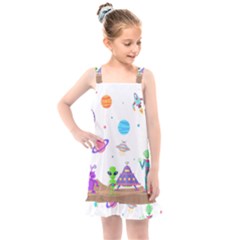 Alien Ufo Star Universe Star Vector Image Kids  Overall Dress