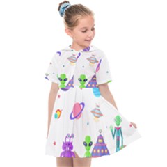 Alien Ufo Star Universe Star Vector Image Kids  Sailor Dress