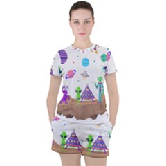 Alien Ufo Star Universe Star Vector Image Women s Tee And Shorts Set