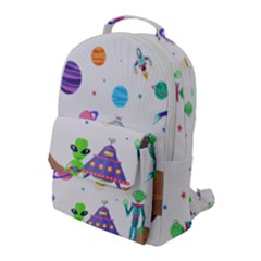 Alien Ufo Star Universe Star Vector Image Flap Pocket Backpack (large)