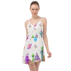 Alien Ufo Star Universe Star Vector Image Summer Time Chiffon Dress by Jancukart