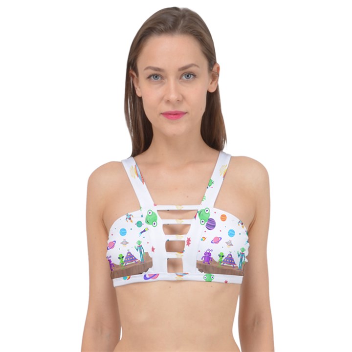 Alien Ufo Star Universe Star Vector Image Cage Up Bikini Top