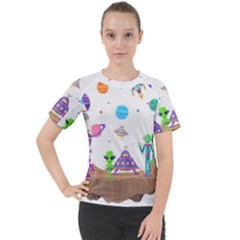 Alien Ufo Star Universe Star Vector Image Women s Sport Raglan Tee