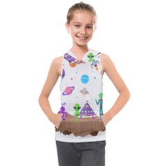 Alien Ufo Star Universe Star Vector Image Kids  Sleeveless Hoodie by Jancukart