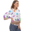 Alien Ufo Star Universe Star Vector Image Cut Out Wide Sleeve Top View3