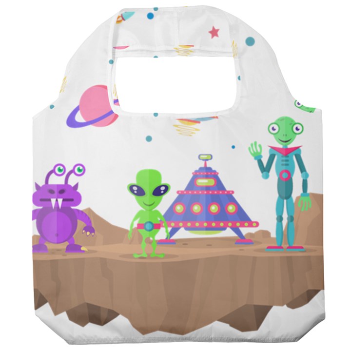 Alien Ufo Star Universe Star Vector Image Foldable Grocery Recycle Bag