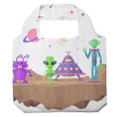 Alien Ufo Star Universe Star Vector Image Premium Foldable Grocery Recycle Bag by Jancukart