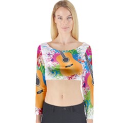 String Instrument Acoustic Guitar Long Sleeve Crop Top