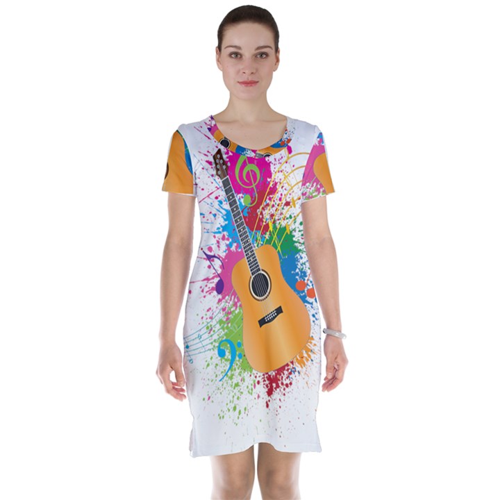 String Instrument Acoustic Guitar Short Sleeve Nightdress