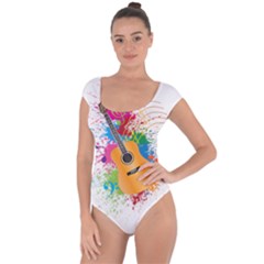 String Instrument Acoustic Guitar Short Sleeve Leotard  by Jancukart