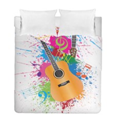 String Instrument Acoustic Guitar Duvet Cover Double Side (full/ Double Size) by Jancukart