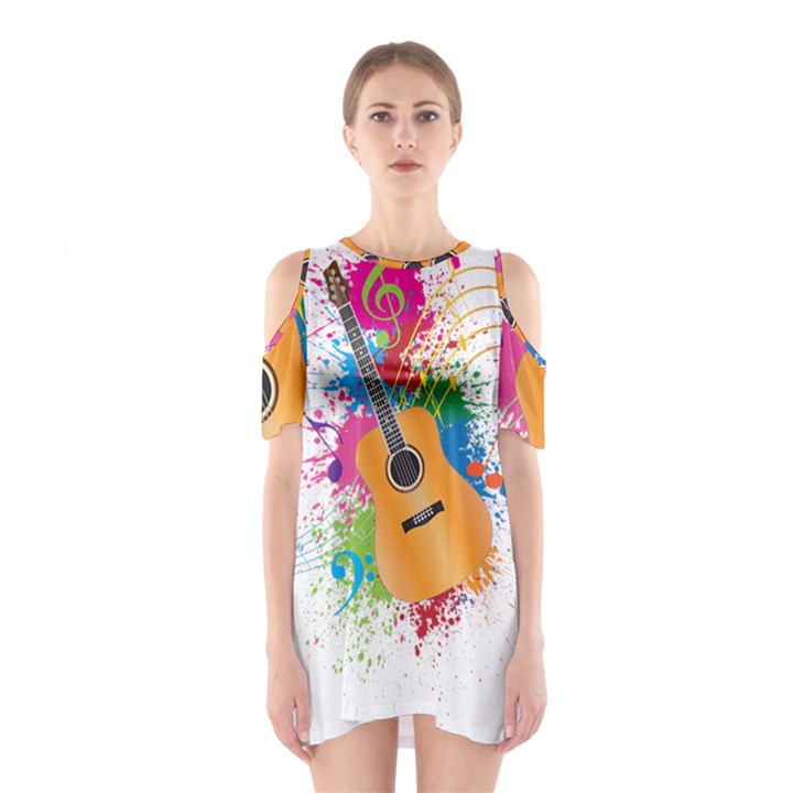 String Instrument Acoustic Guitar Shoulder Cutout One Piece Dress