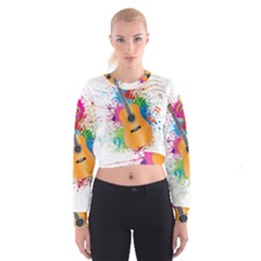 String Instrument Acoustic Guitar Cropped Sweatshirt