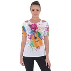 String Instrument Acoustic Guitar Shoulder Cut Out Short Sleeve Top