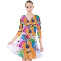 String Instrument Acoustic Guitar Quarter Sleeve Front Wrap Dress by Jancukart