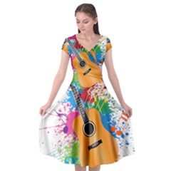 String Instrument Acoustic Guitar Cap Sleeve Wrap Front Dress