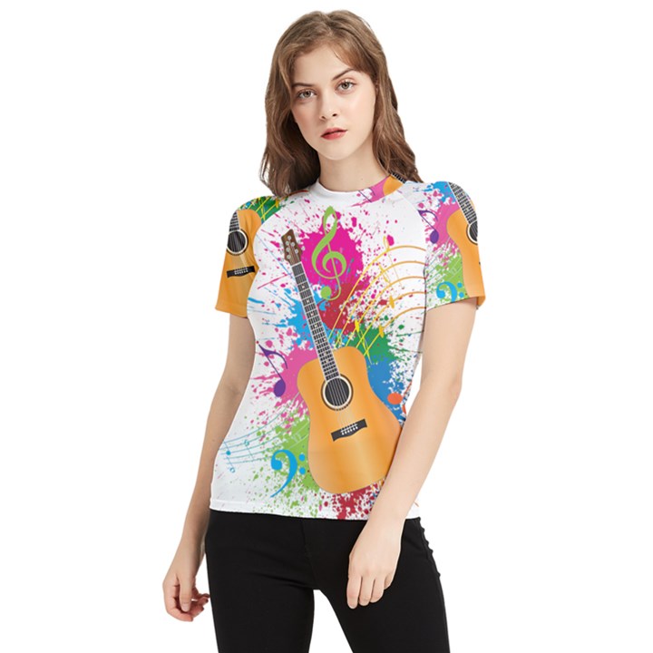 String Instrument Acoustic Guitar Women s Short Sleeve Rash Guard