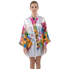 String Instrument Acoustic Guitar Long Sleeve Satin Kimono