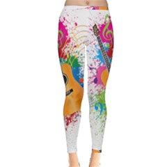 String Instrument Acoustic Guitar Inside Out Leggings by Jancukart