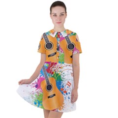 String Instrument Acoustic Guitar Short Sleeve Shoulder Cut Out Dress  by Jancukart