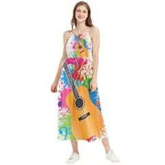 String Instrument Acoustic Guitar Boho Sleeveless Summer Dress